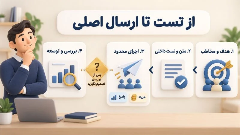 طلا | افزونه چهار فاز اجرای کمپین انبوه از هدف و تست داخلی تا اجرای محدود و توسعه بر اساس نتیجه